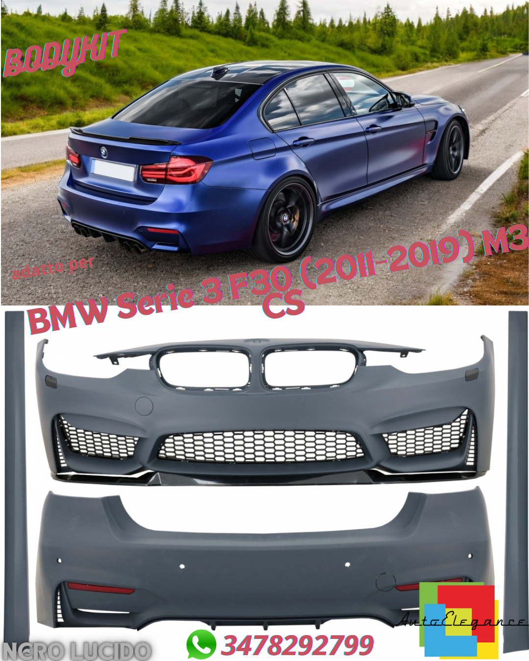 🔝PEDANE LATERALI ADATTI PER BMW Serie 3 F30 2011-2019 M3 CS 🔝