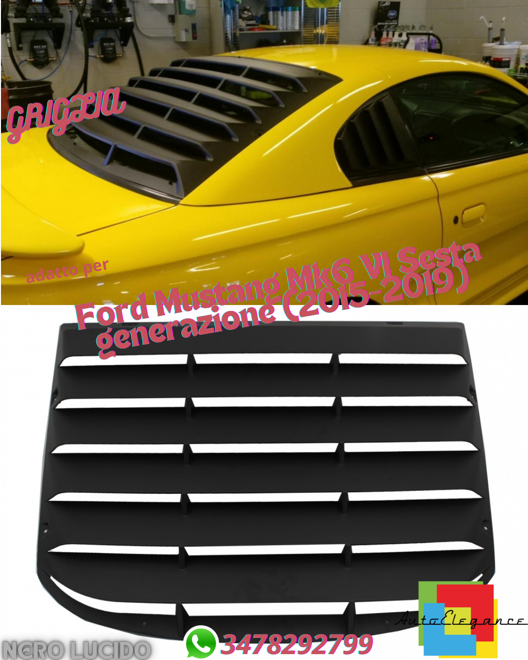 🔝Griglie del lunotto adatte per Ford Mustang Mk6 VI Sesta generazione 2015-2019V