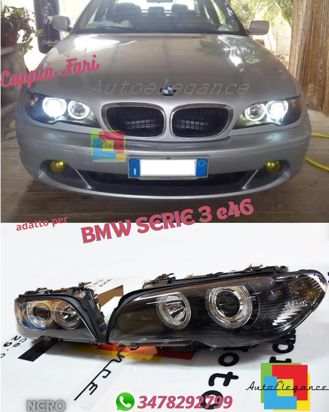 ✔️Pair of Headlights suitable for BMW 3 SERIES E46 COUPE ANGEL EYES LED 2003-2006✔️