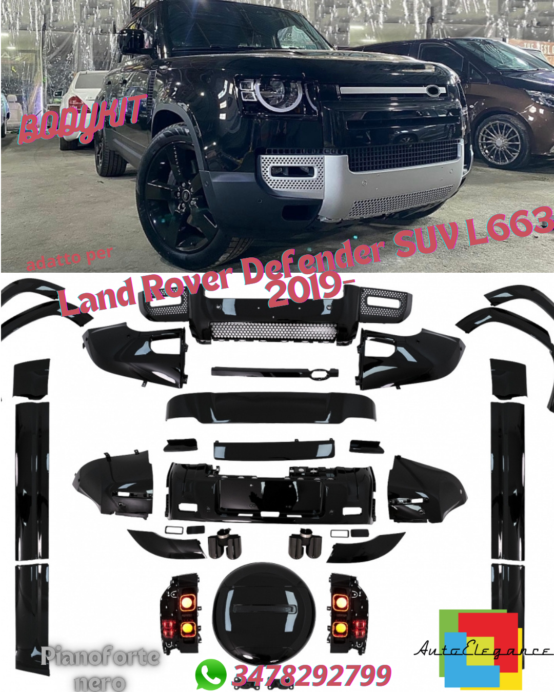 ✔️BODYKIT suitable for Land Rover Defender SUV L663 2019 + Piano BLACK✔️