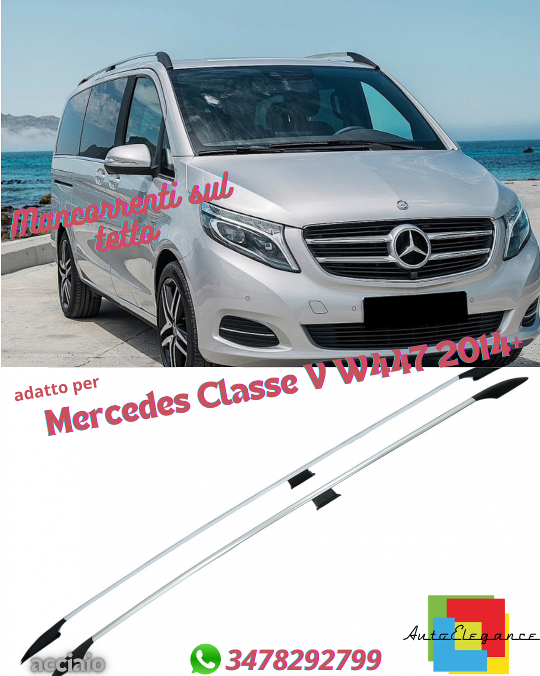 🟢Mancorrenti sul tetto adatto per Mercedes Classe V W447  2014+ Passo corto