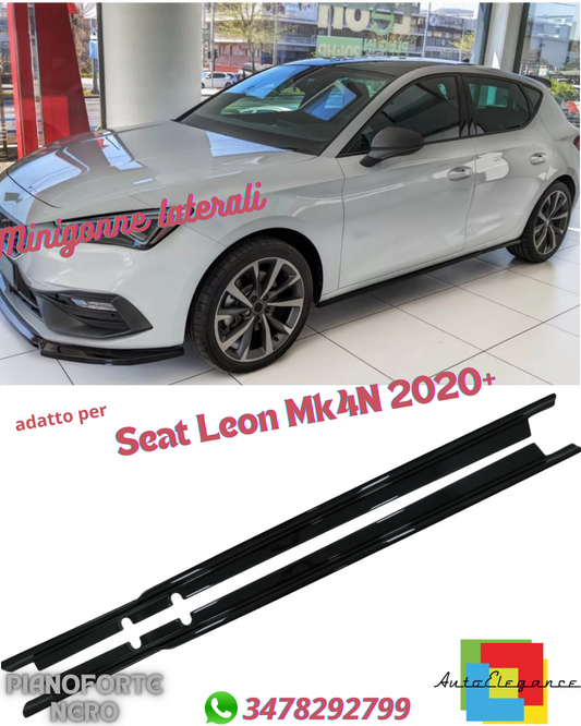 🤩Side Skirts Extensions suitable for Seat Leon Mk4 2020+ Piano BLACK🤩
