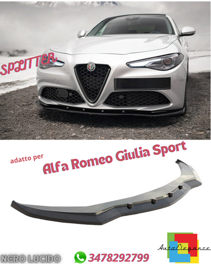 ✔️SPLITTER ANTERIORE ADATTO PER Alfa Romeo Giulia Sport NERO LUCIDO✔️
