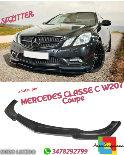 ✔️SPLITTER ANTERIORE ADATTO PER MERCEDES CLASSE E W207 COUPE NERO LUCIDO✔️