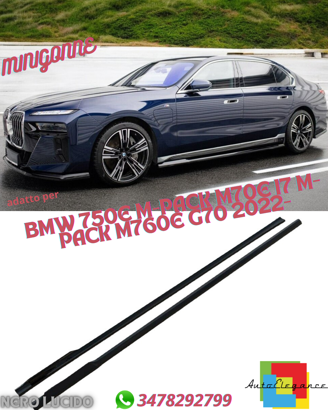 ⭐MINIGONNE ADATTO PER BMW 750E M-PACK | M70E | I7 M-PACK | M760E G70 2022+⭐