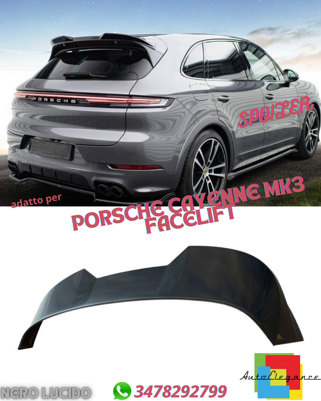 ⭐REAR SPOILER SUITABLE FOR PORSCHE CAYENNE MK3 FACELIFT⭐