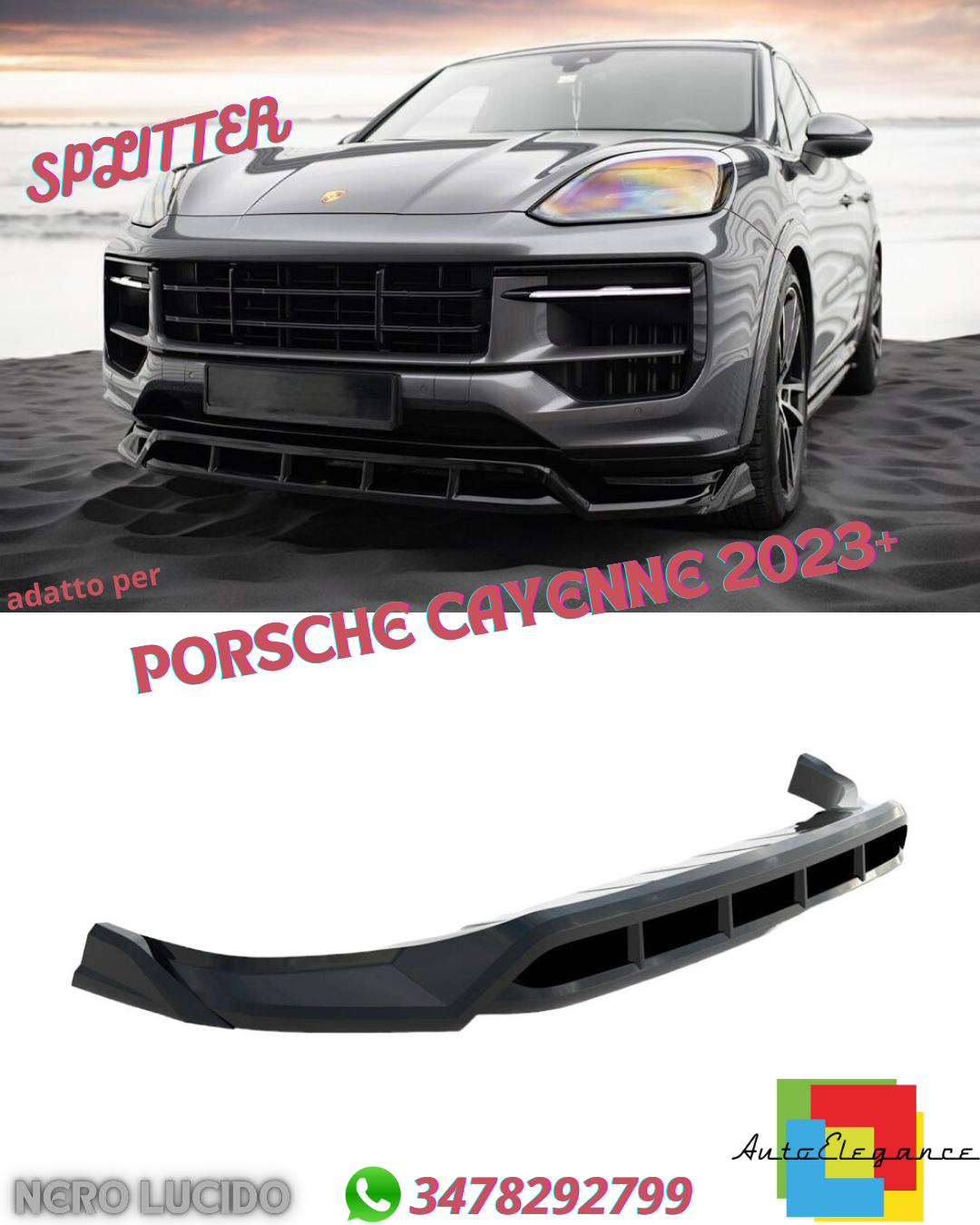 ⭐FRONT SPLITTER SUITABLE FOR PORSCHE CAYENNE 2023+⭐
