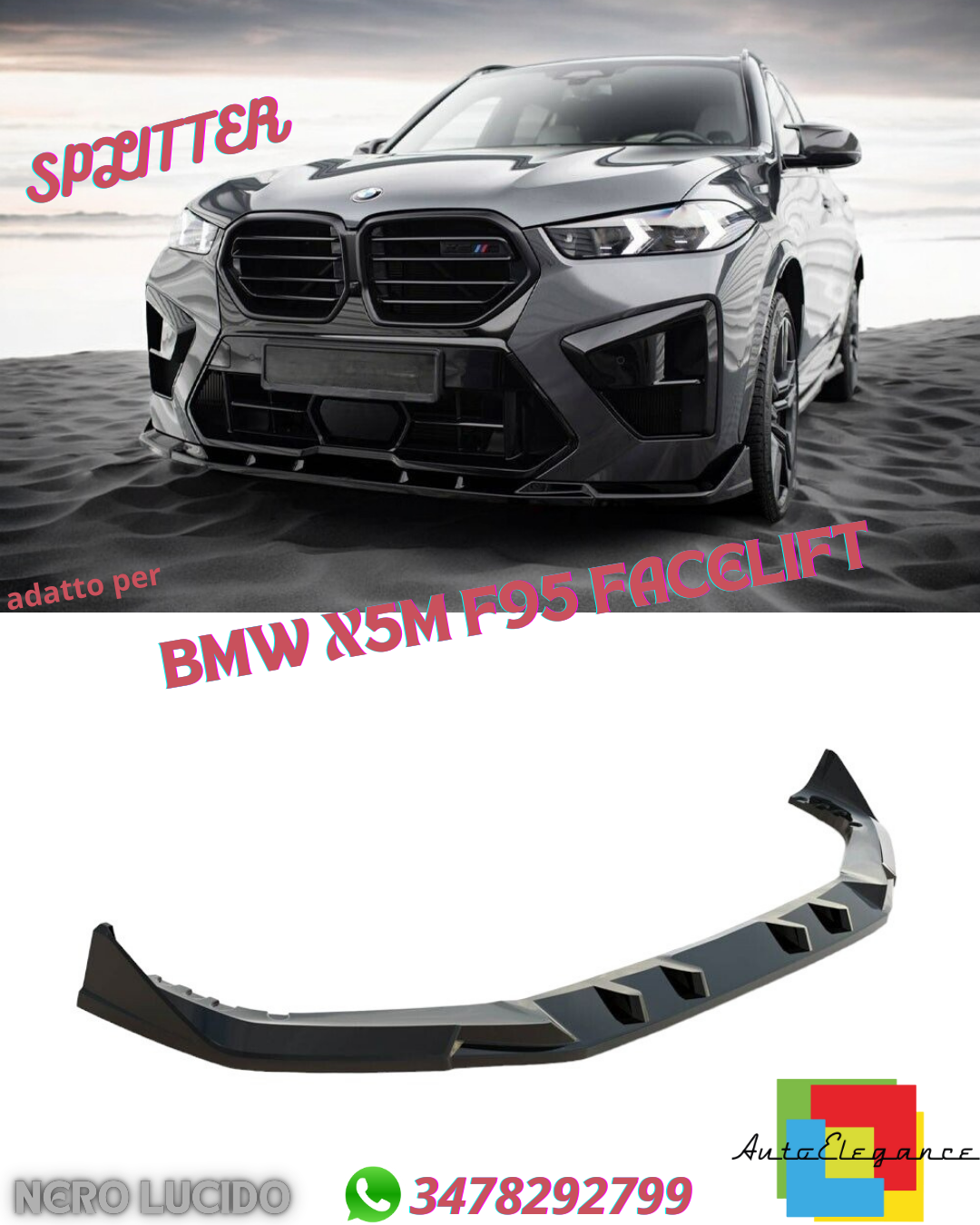 ⭐FRONT SPLITTER V1 SUITABLE FOR BMW X5M F95 FACELIFT 2023+⭐