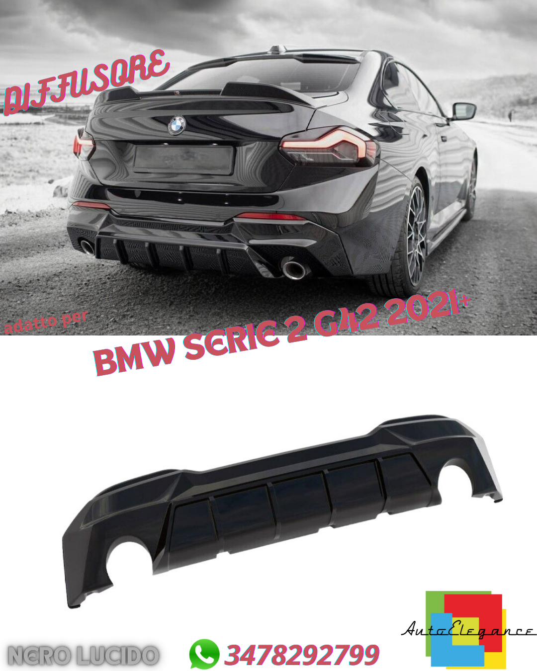 ⭐DIFFUSORE ANTERIORE ADATTI PERBMW SERIE 2 G42 (2021-)⭐
