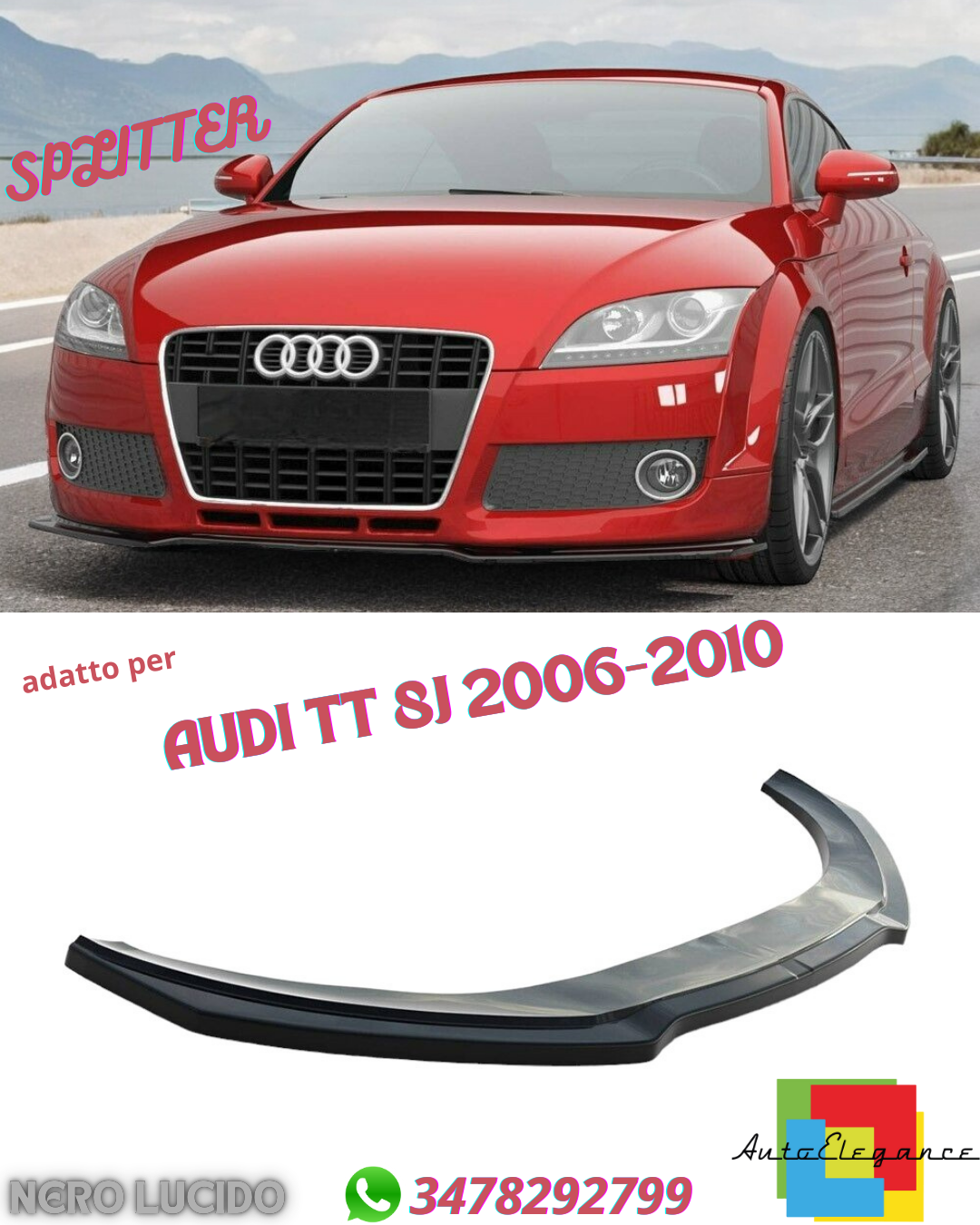 ⭐FRONT SPLITTER V2 SUITABLE FOR AUDI TT 8J 2006-2010⭐