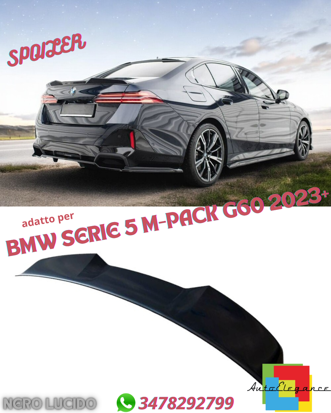 ⭐SPOILER POSTERIORE 3D ADATTO PER BMW SERIE 5 M-PACK G60 2023+⭐