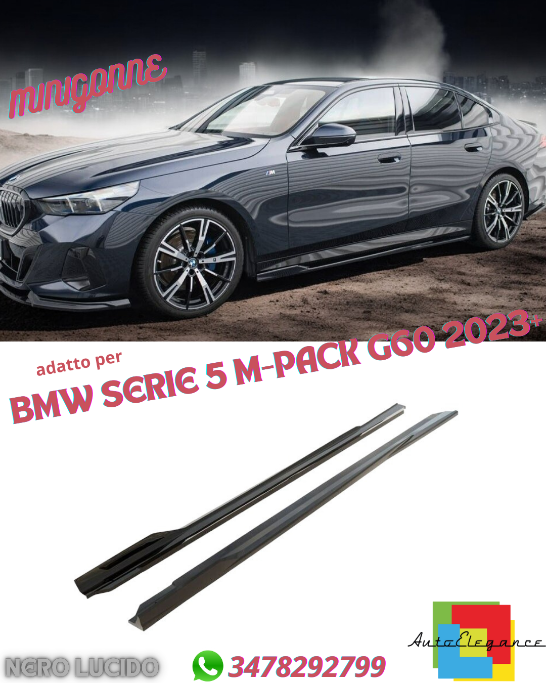 ⭐MINIGONNE V1 ADATTO PER BMW SERIE 5 M-PACK G60 2023+⭐