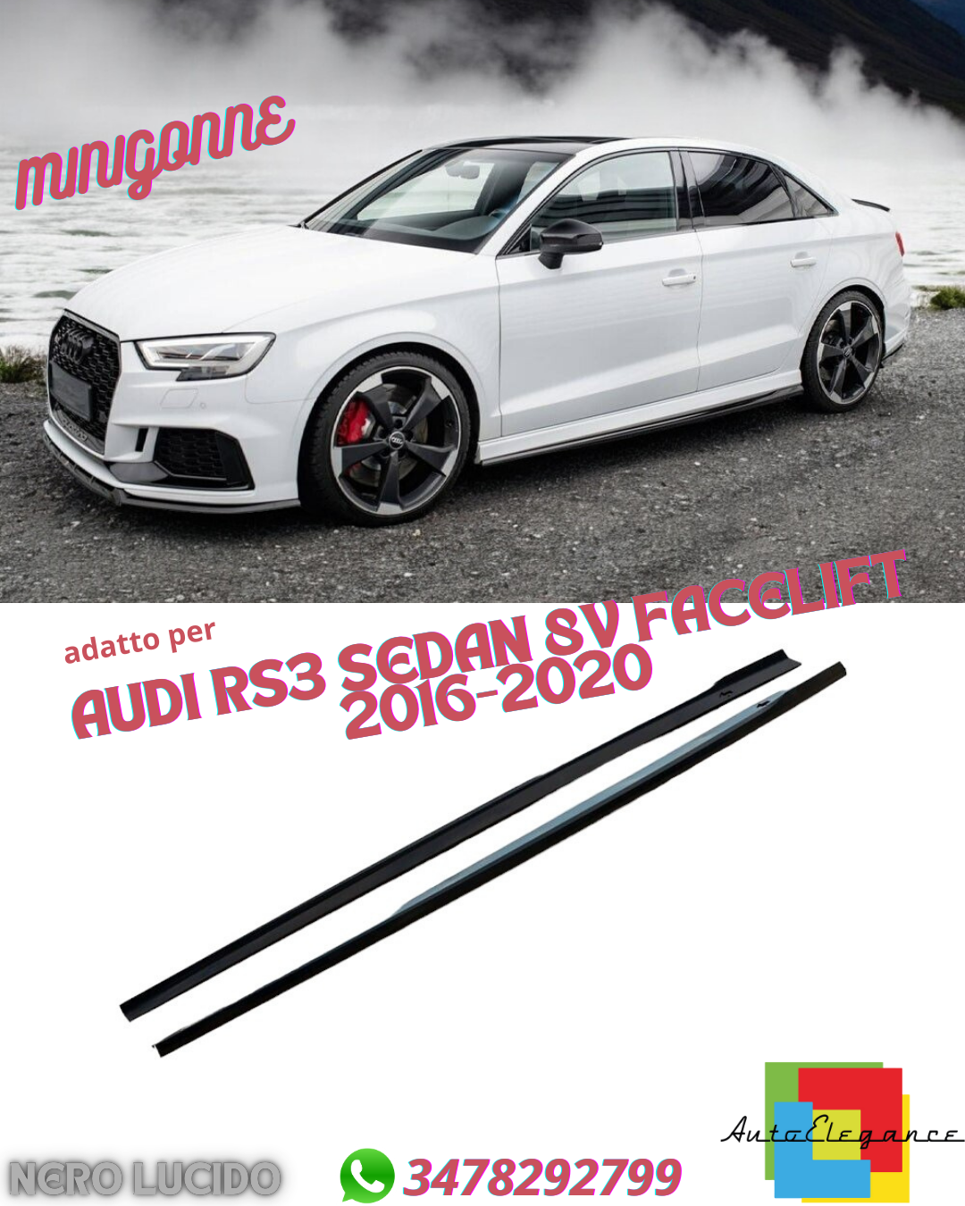⭐MINIGONNE V2 ADATTO PER AUDI RS3 SEDAN 8V FACELIFT (2016-2020)⭐