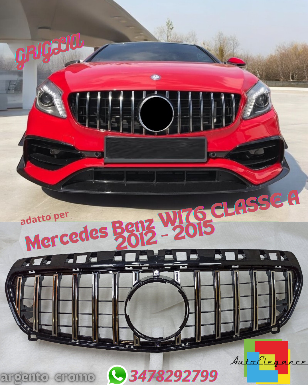 ⭐GRIGLIA GT Panamericana ADATTO PER MERCEDES CLASSE A W176 2012 - 2015⭐