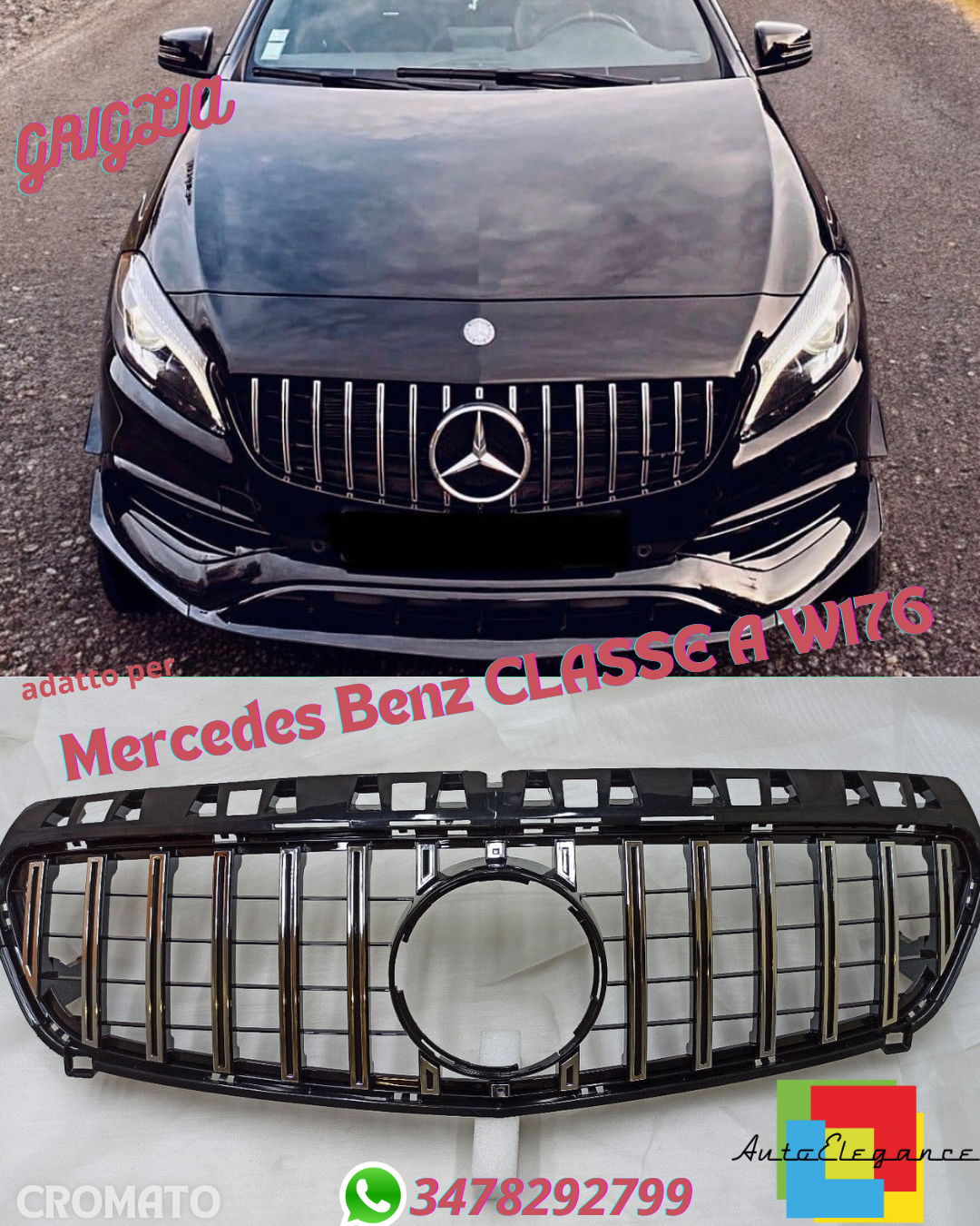 ⭐GRIGLIA GT Panamericana ADATTO PER MERCEDES CLASSE A W176 2012 - 2015⭐
