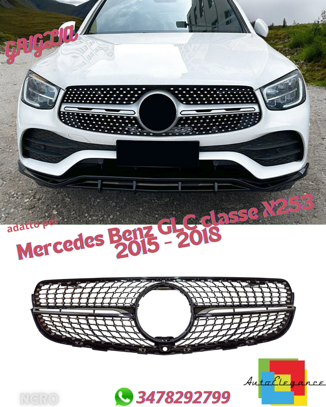 ⭐GRIGLIA GT Panamericana ADATTO PER GLC classe X253 2015 - 2018⭐
