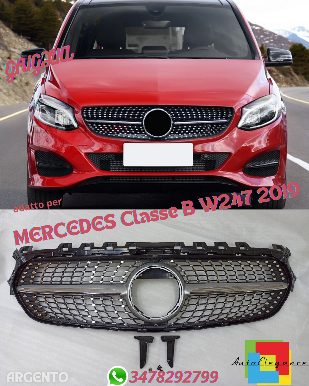 ⭐DIAMOND GRILLE SUITABLE FOR MERCEDES B-Class W247 2019⭐