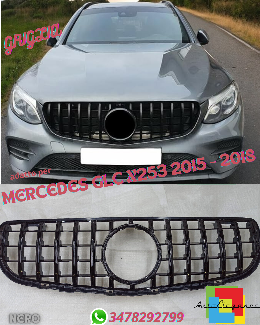 ⭐GRILLE SUITABLE FOR MERCEDES GLC X253 2015 - 2018⭐