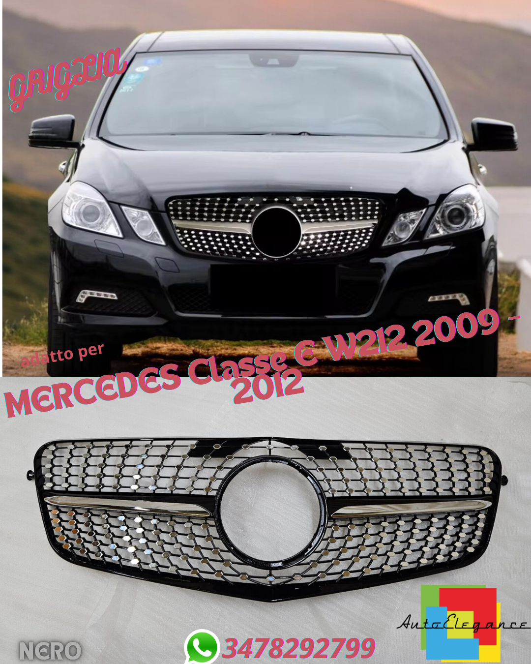 ⭐DIAMOND GRILLE SUITABLE FOR MERCEDES E-Class W212 2009 - 2012⭐