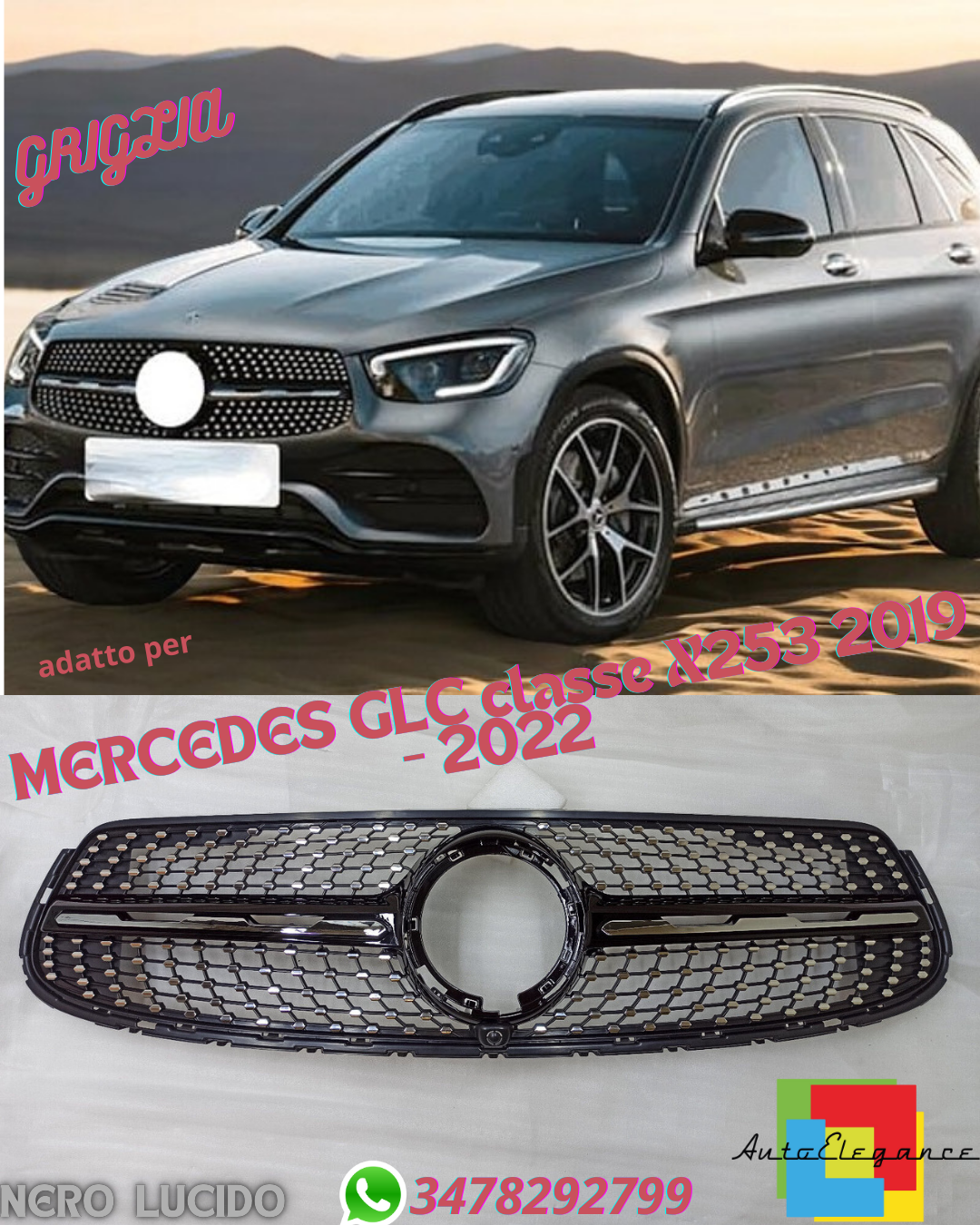 ⭐PANAMERICAN GRILLE SUITABLE FOR MERCEDES GLC CLASS X253 2019 - 2022⭐