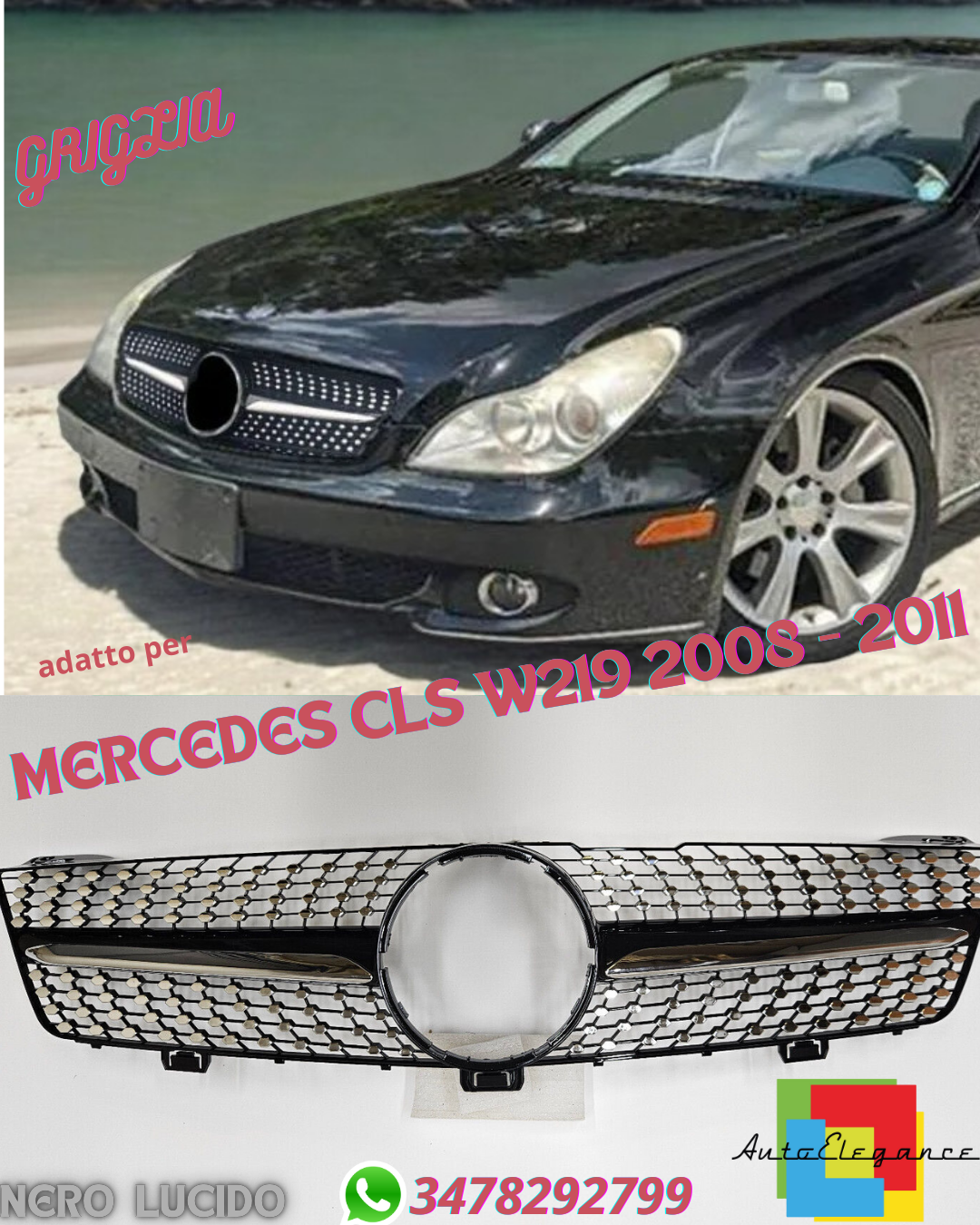 ⭐DIAMOND GRILLE SUITABLE FOR MERCEDES CLS W219 2008 - 2011⭐