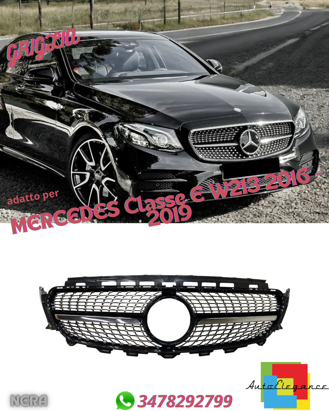 ⭐Panamericana GRILLE SUITABLE FOR MERCEDES E-Class W213 2016 - 2019⭐