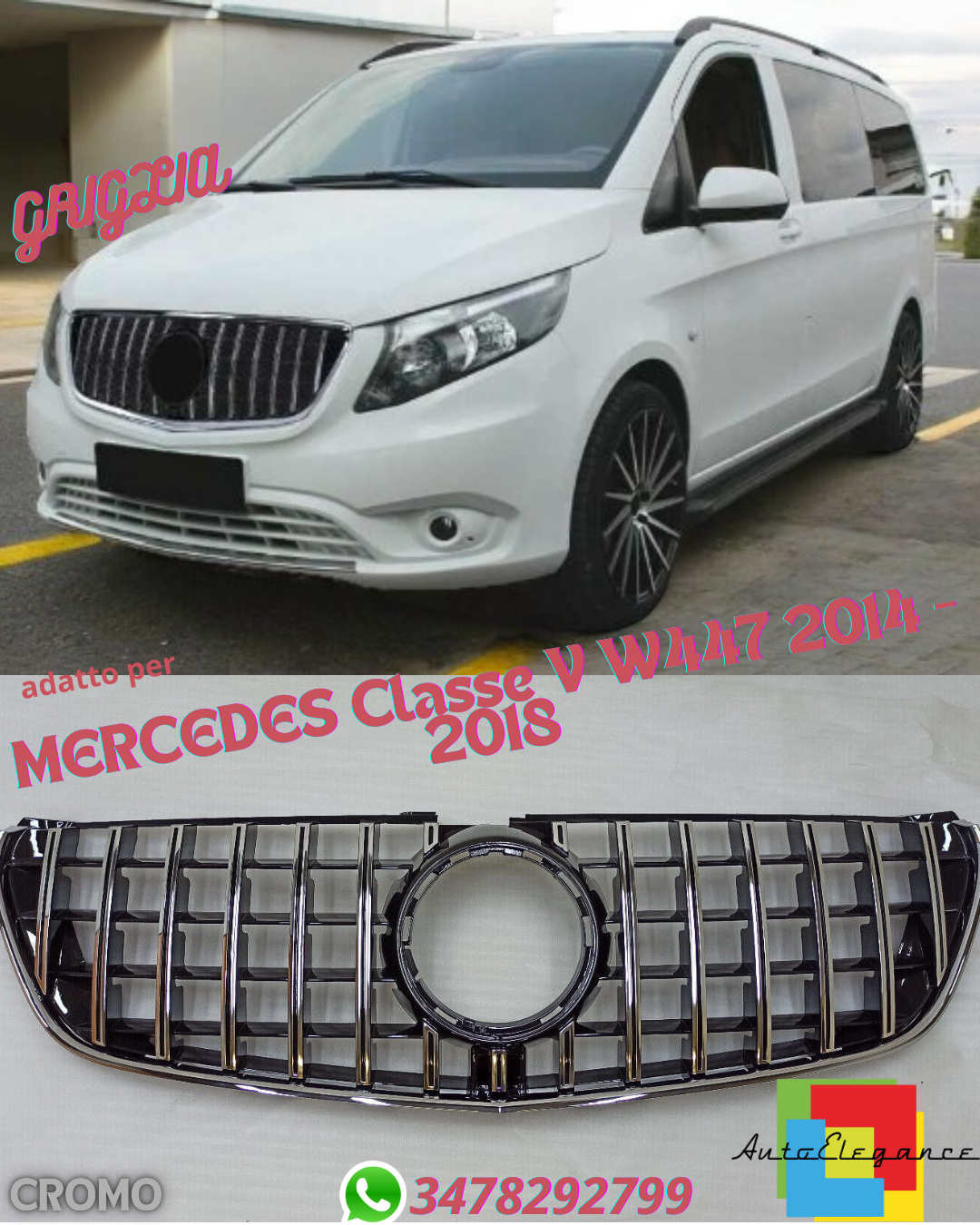 ⭐PANAMERICAN GRILLE SUITABLE FOR MERCEDES V-Class W447 2014 - 2018⭐