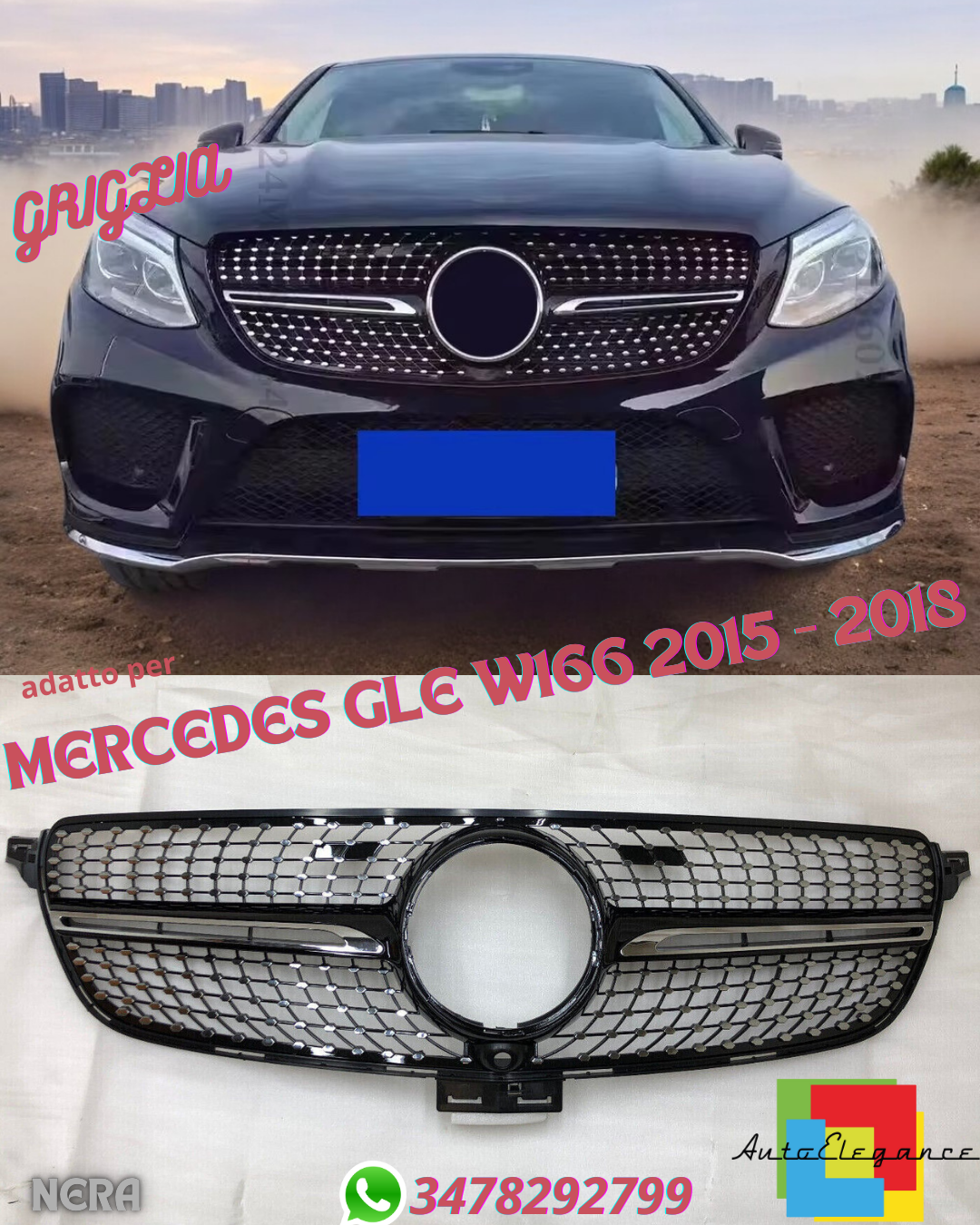 ⭐DIAMOND GRILLE SUITABLE FOR MERCEDES GLE W166 2015 - 2018⭐