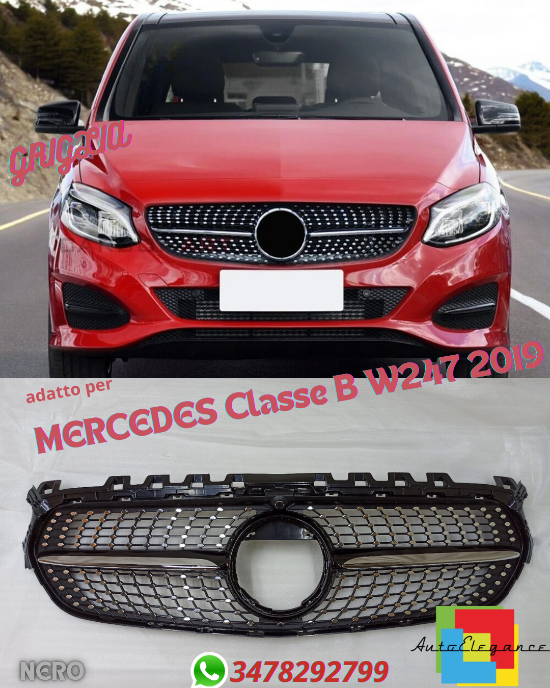 ⭐DIAMOND GRILLE SUITABLE FOR MERCEDES B-Class W247 2019.⭐