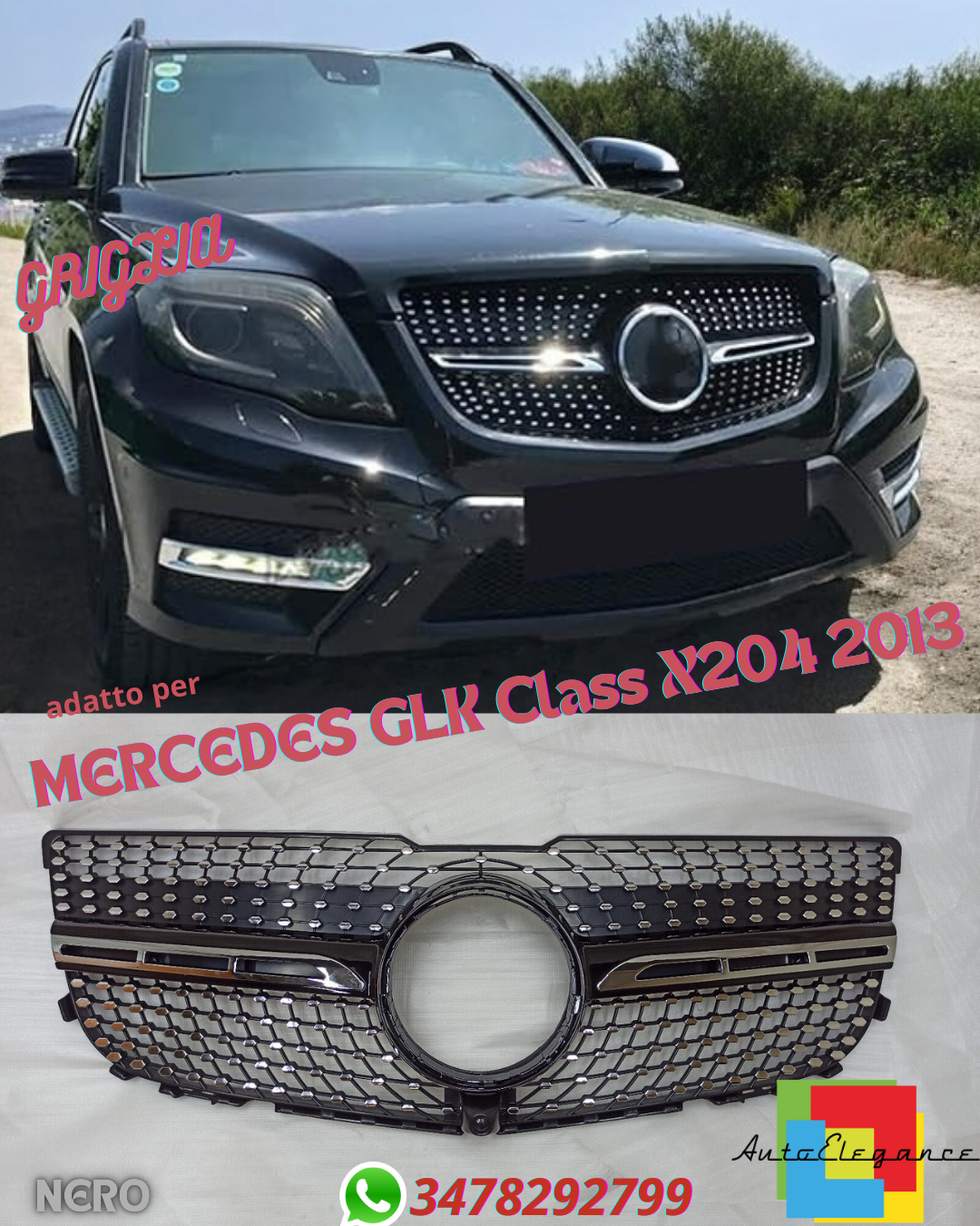 ⭐GRIGLIA DIAMANTE ADATTO PER MERCEDES GLK Class X204 2013⭐
