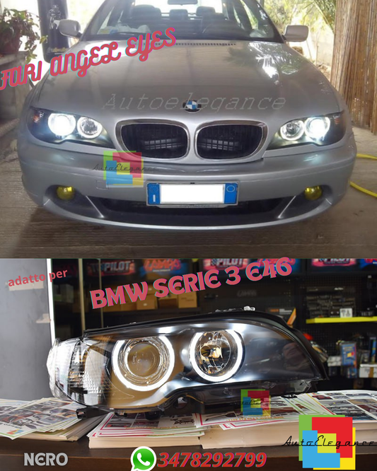 ⭐Pair of headlights suitable for bmw 3 series e46 angel eyes led 2003-2006⭐
