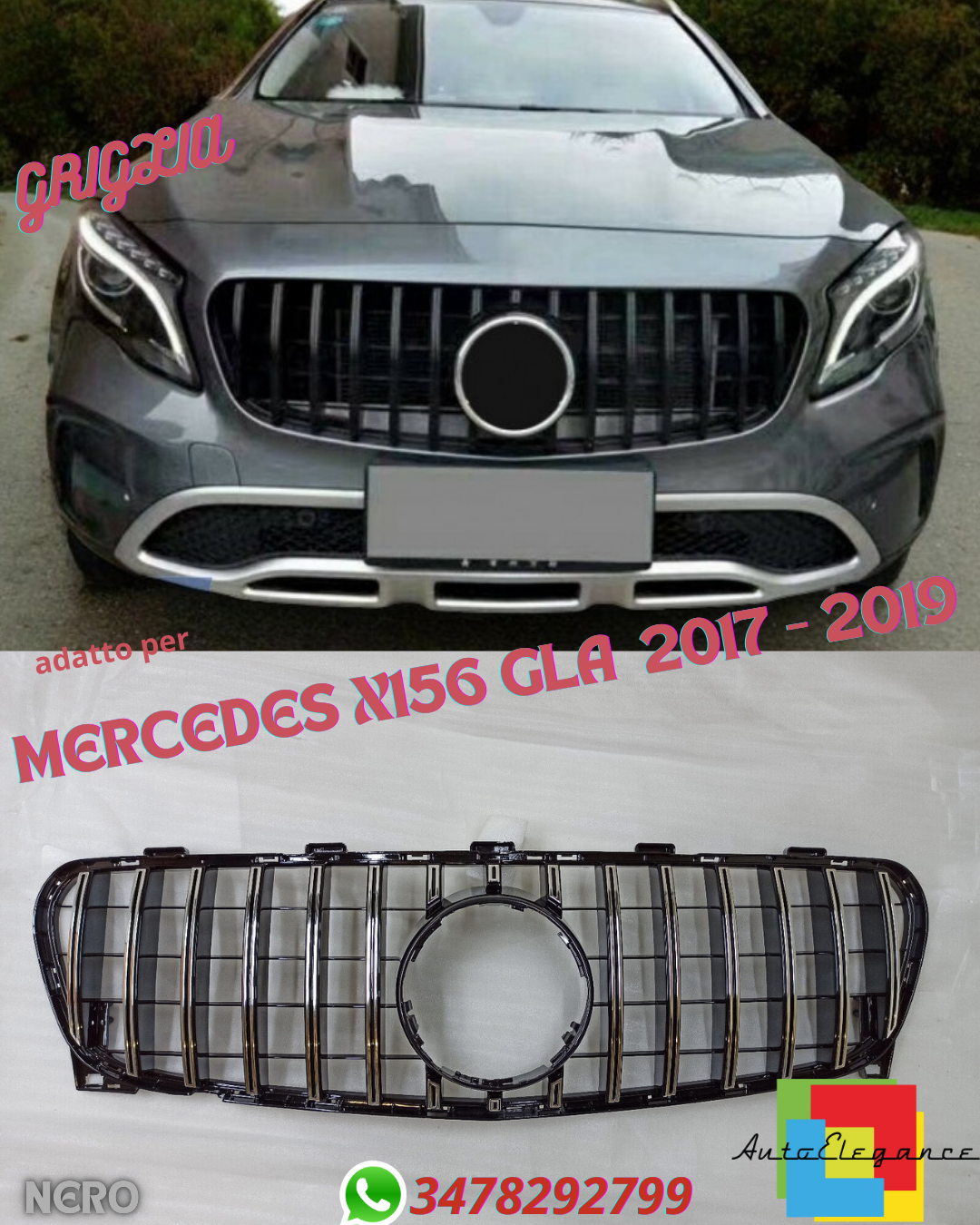 ⭐GRIGLIA PANAMERICANA ADATTA PER MERCEDES CLASSE X156 GLA 2017 - 2019⭐