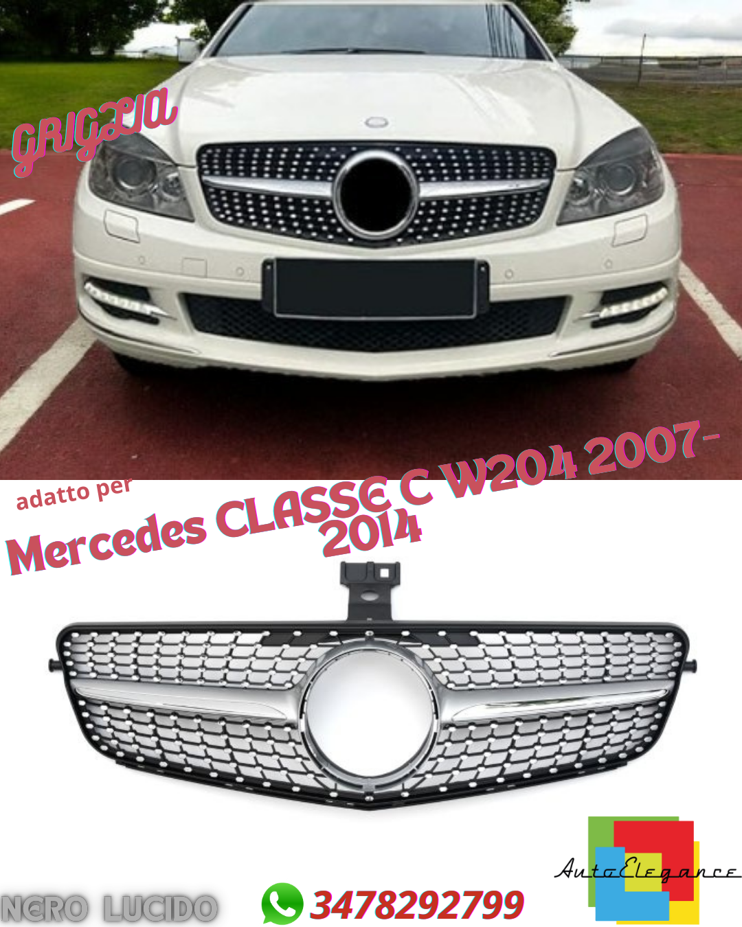 💎Griglia adatta per Mercedes CLASSE C W204 2013+ DIAMANT 💎