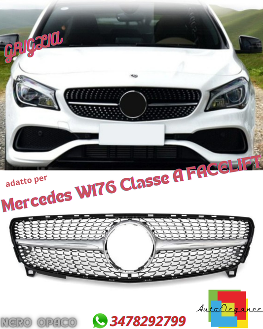 💎Grill suitable for Mercedes W176 A-Class FACELIFT DIAMANT MATT BLACK💎