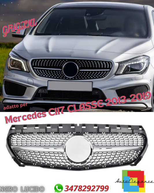 💎Griglia adatta per Mercedes C117 CLASSE CLA DIAMANT NERO LUCIDO💎
