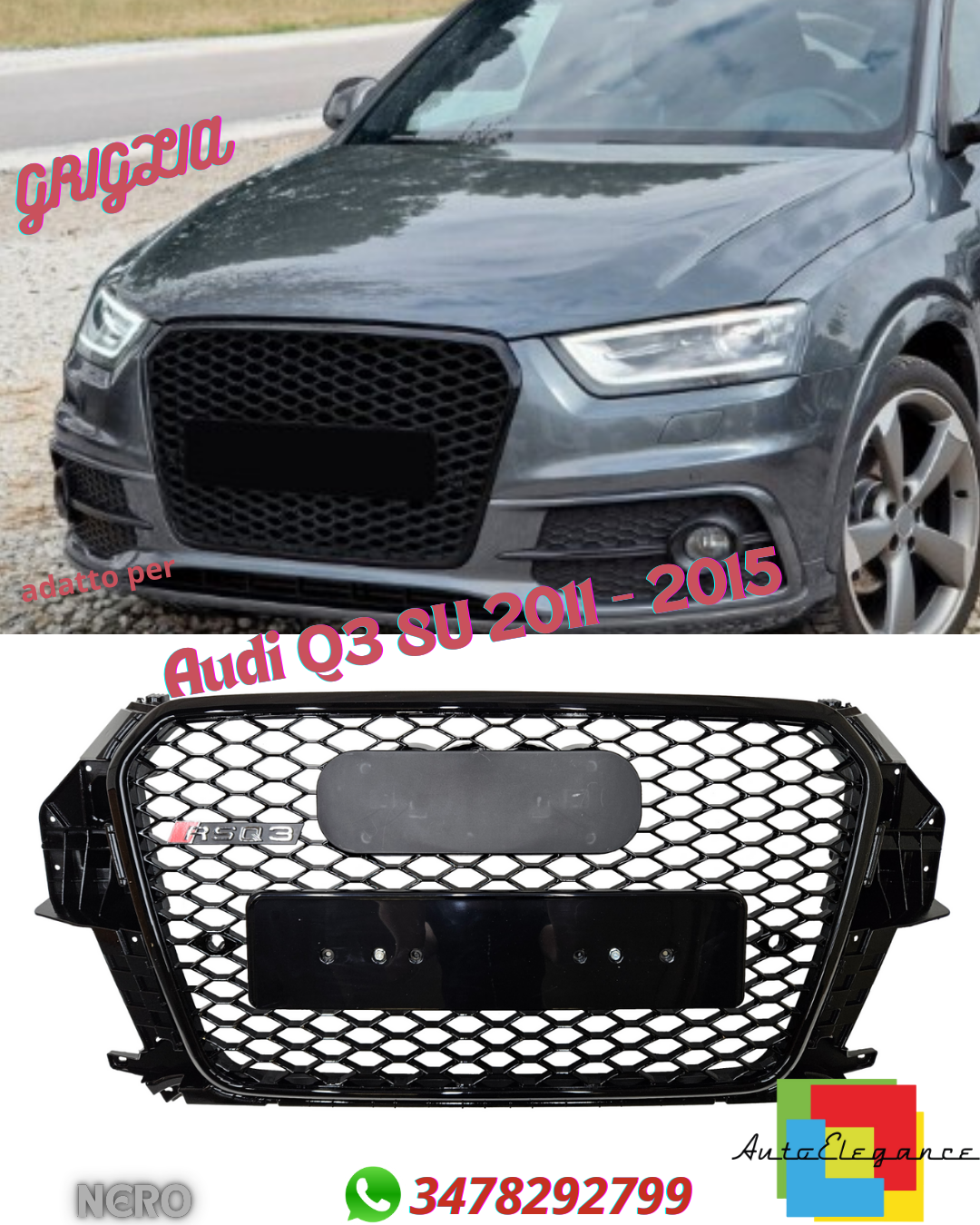 💎Grill suitable for Audi Q3 8U 2011 - 2015 BLACK 💎