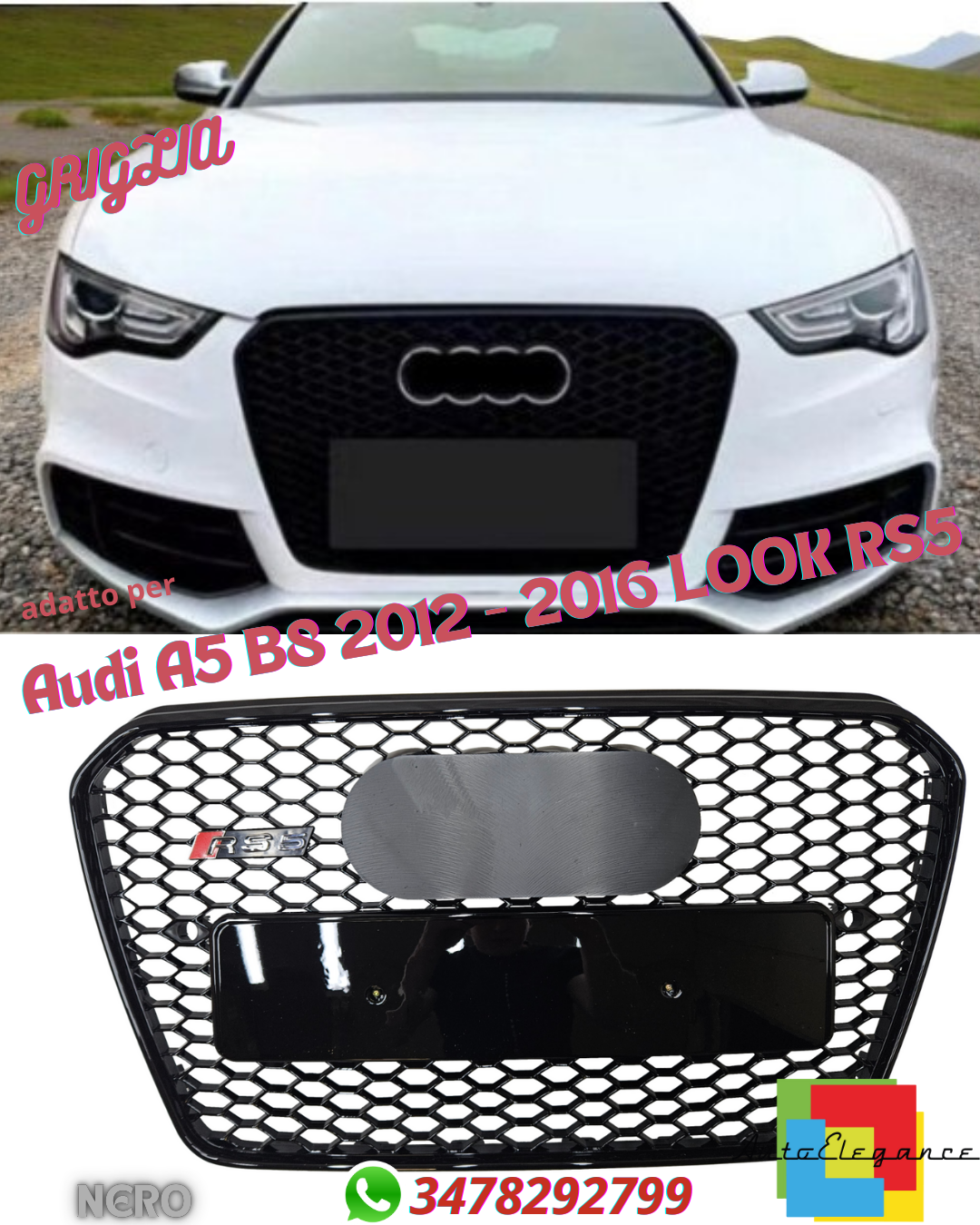 💎Grill suitable forAudi A5 B8 2012 - 2016 LOOK RS5-💎