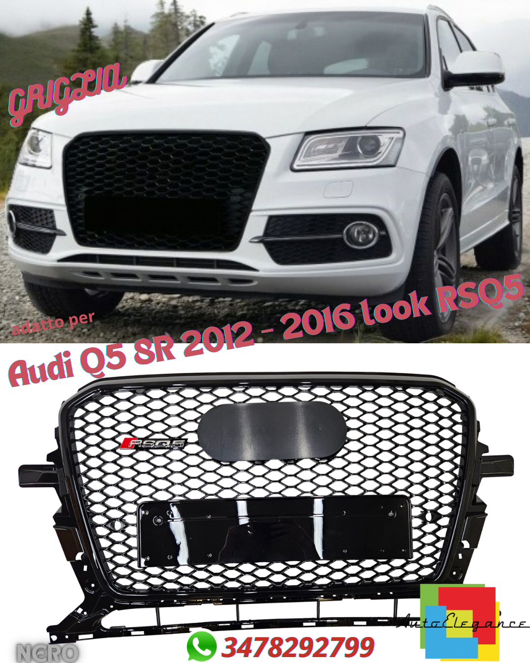 💎Griglia adatta per Audi Q5 8R 2012 - 2016 look RSQ5💎