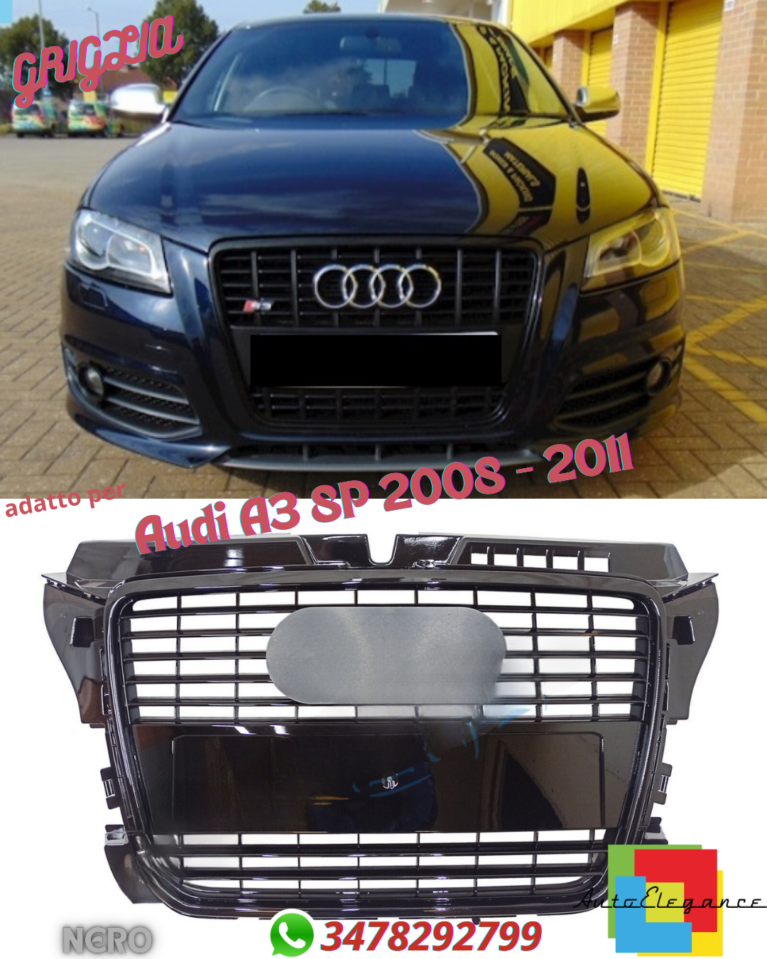 💎GRILLE SUITABLE FOR Audi A3 8P 2008 - 2011💎