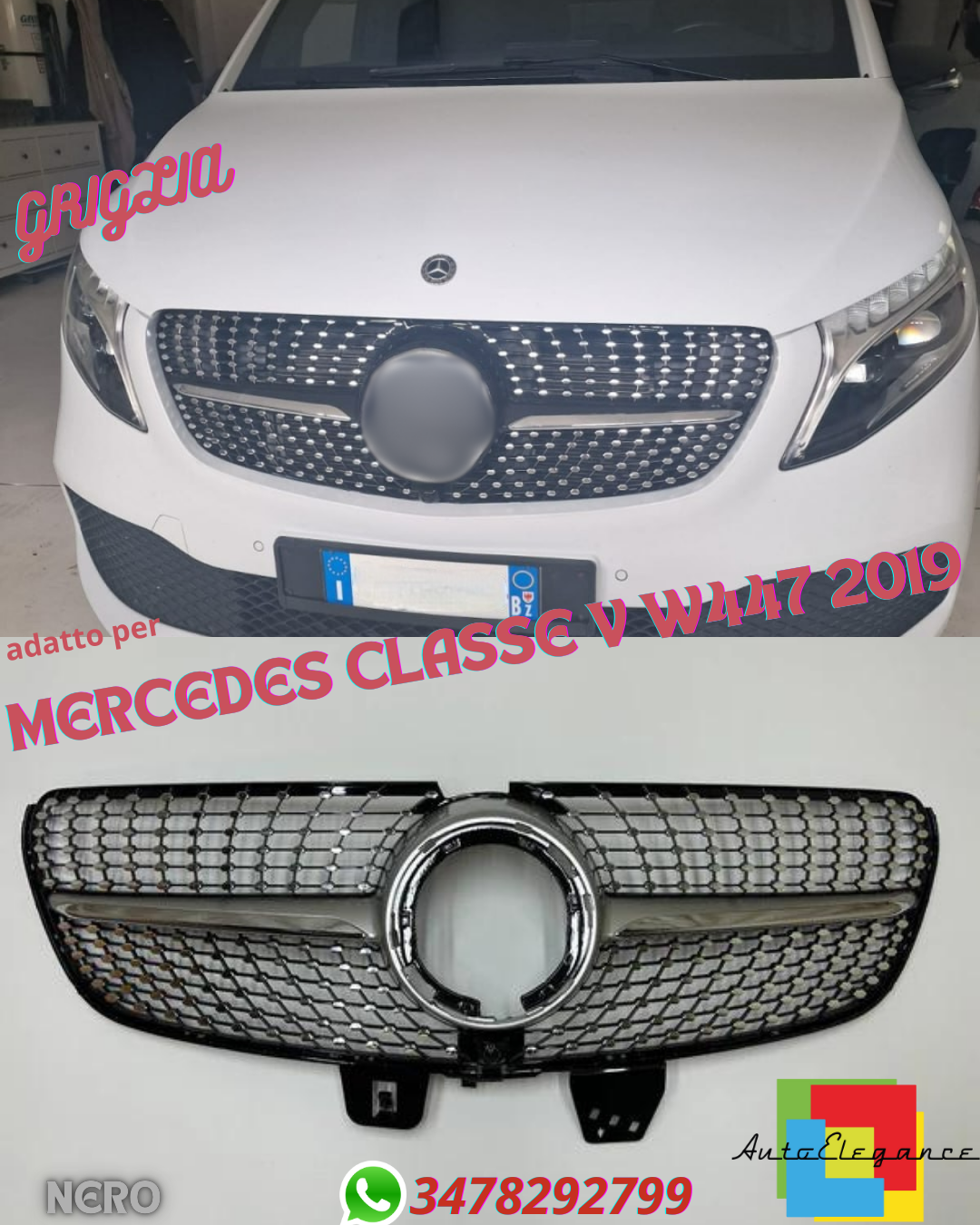 💎GRIGLIA DIAMANTE ADATTO PER MERCEDES CLASSE V W447 2019💎