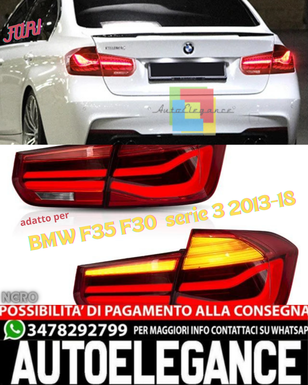 💎TAIL LIGHTS SUITABLE FOR BMW F35 F30 318i 318Li 320i 3 series 2013-18 BLACK 💎