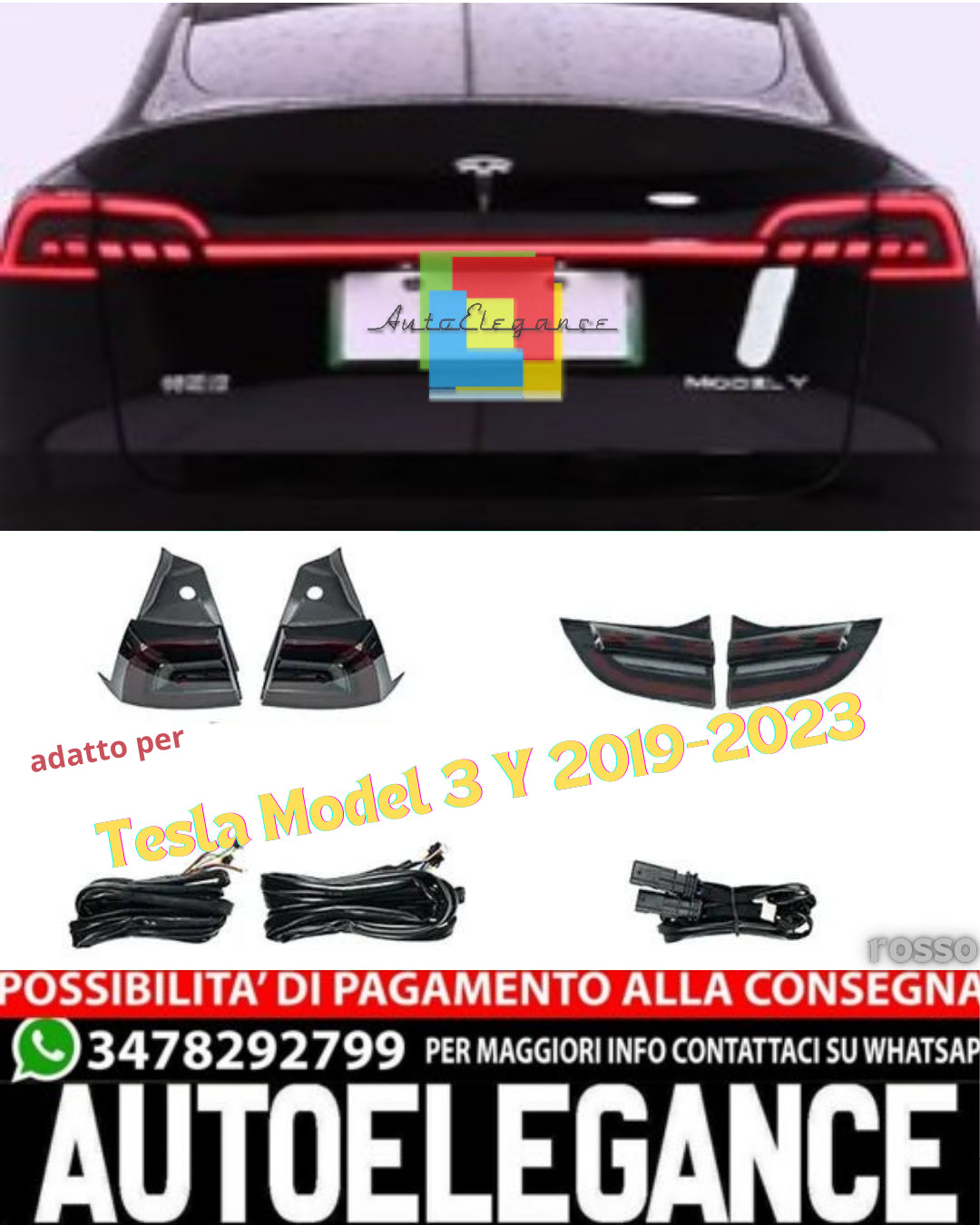 💎HEADLIGHTS SUITABLE FOR Tesla Model 3 Y 2019-2023 RED💎