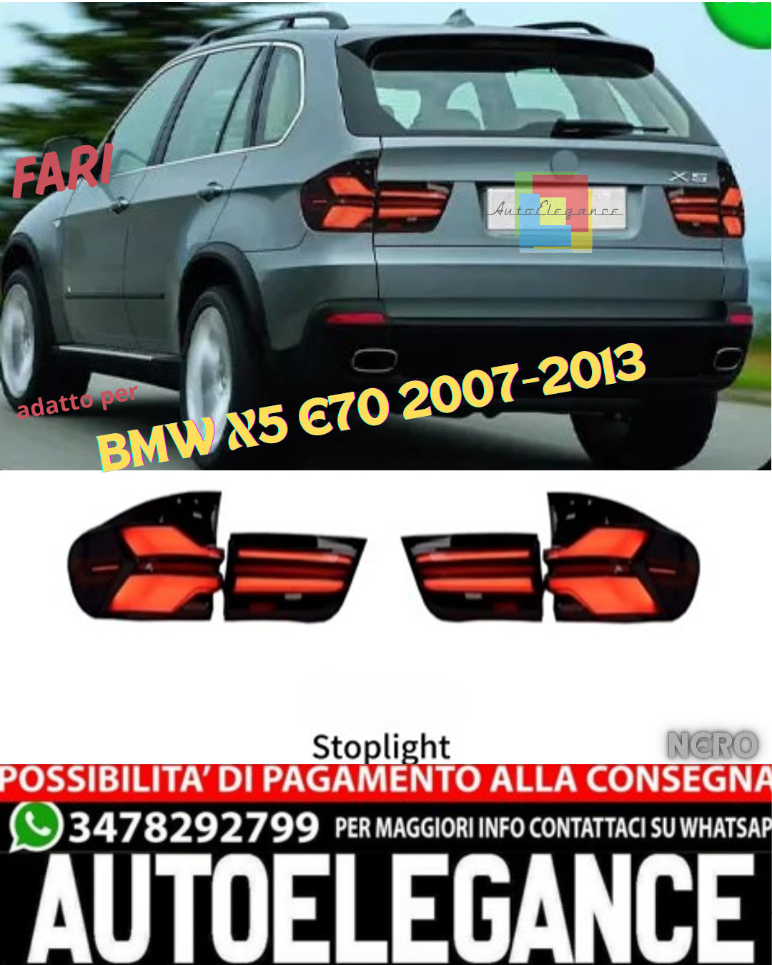 💎HEADLIGHTS SUITABLE FOR BMW X5 E70 2007-2013 BLACK💎