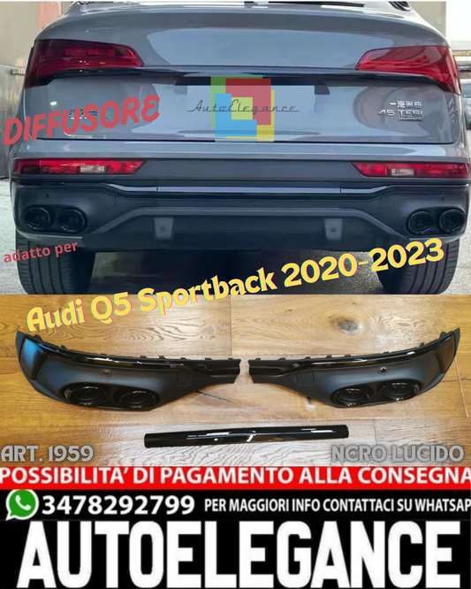 💎DIFFUSER SUITABLE FOR AUDI Q5 SPORTBACK 2021-2022 LOOK SQ5 GLOSSY BLACK💎