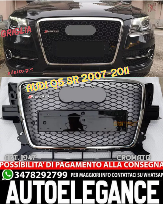 💎GRIGLIA ADATTA PER AUDI Q5 8R 2007-2011 LOOK RSQ5 NERO BORDO CROMATO💎