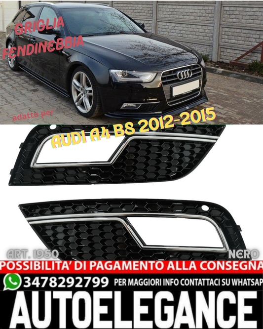 💎GRIGLIA FENDINEBBIA ADATTA PER A4 B8 2012-2015 STANDARD LOOK RS4 NERO LUCIDO