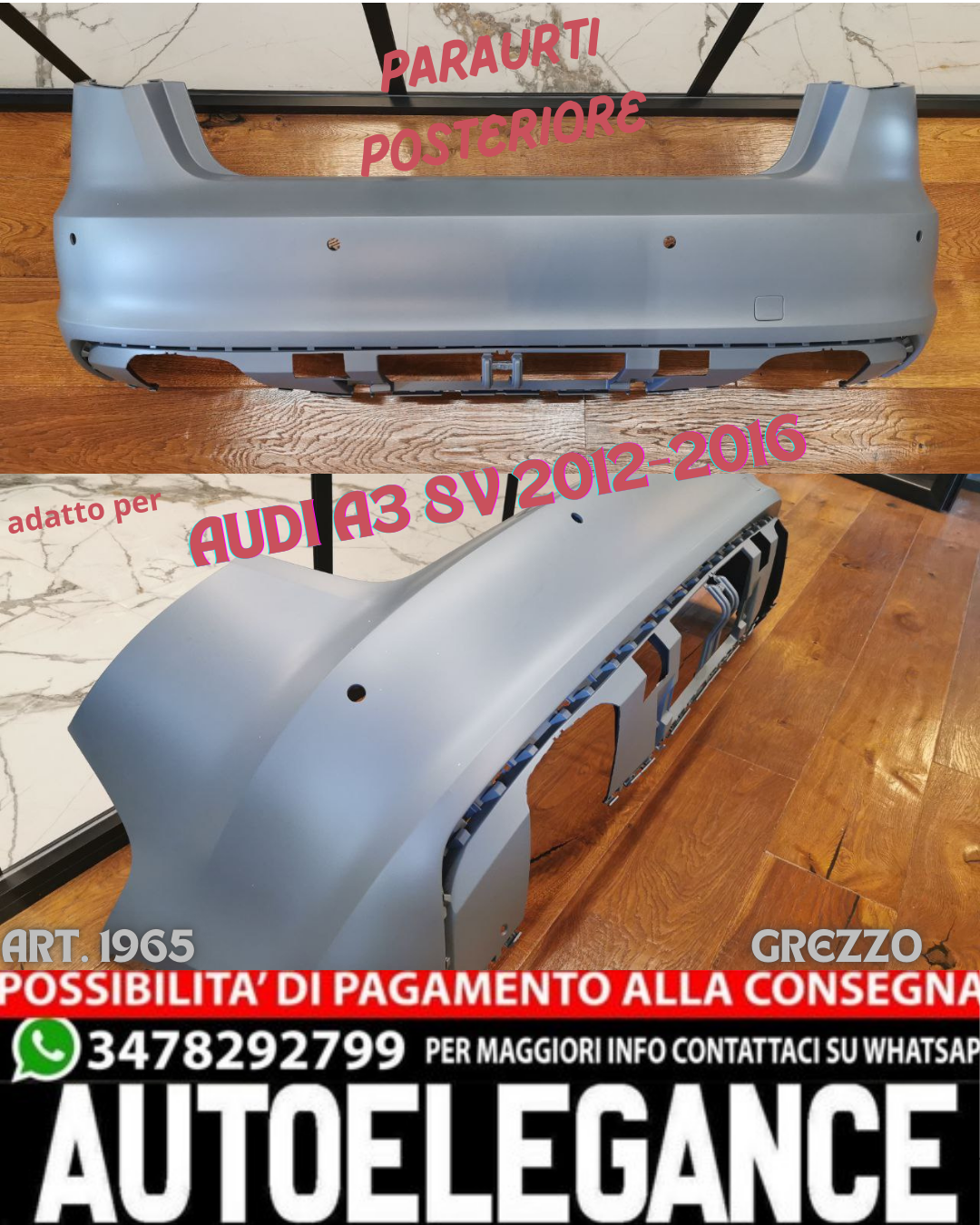 💎REAR BUMPER SUITABLE FOR AUDI A3 8V 2012-2016 STANDARD 5 DOORS RAW💎