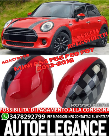💎Calotte specchietti Performance Rosso Nero adattI per Mini F54 F55 F56 F57💎