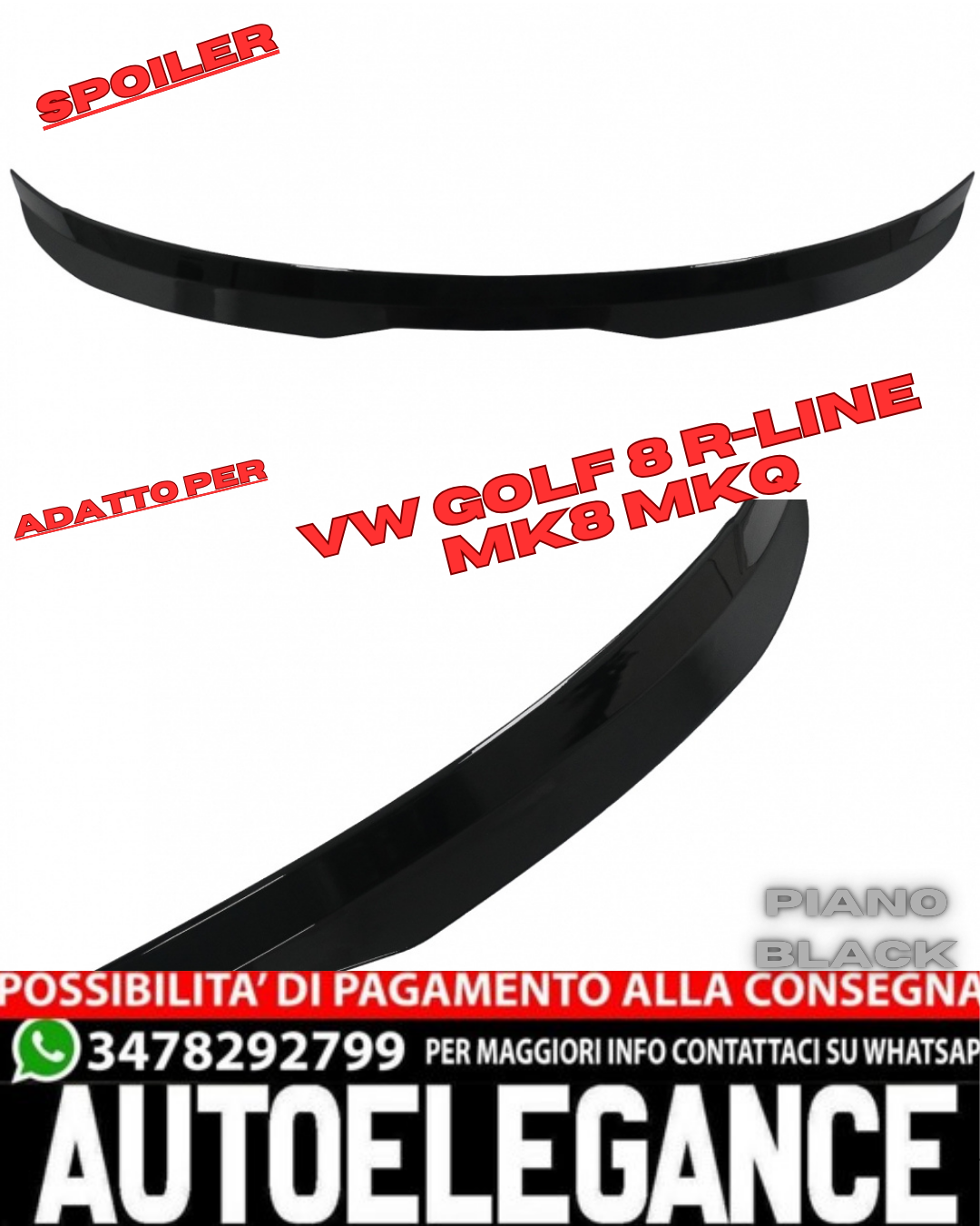 💎Roof Spoiler Suitable for VW Golf 8 R-Line Hatchback MK8 MQB 2020+ Piano Black💎