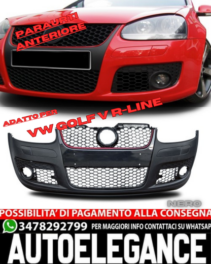 💎FRONT BUMPER suitable for VW Golf V R-Line GLOSSY BLACK💎